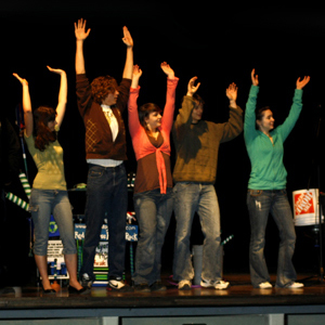 Students pepare to do the Macarena